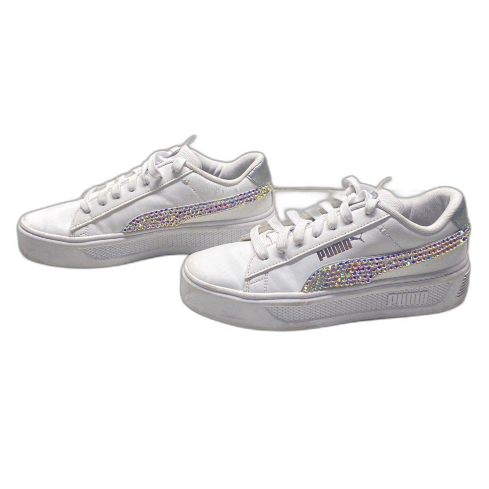 Puma Smash Platform v3 Girl Power Custom Bedazzled sneakers Size 9.5